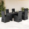 vidaXL Set de comedor de jard&iacute;n 7 pzas y cojines rat&aacute;n sint&eacute;tico negro