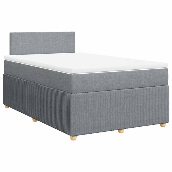 vidaXL Cama box spring con colch&oacute;n tela gris claro 120x200 cm