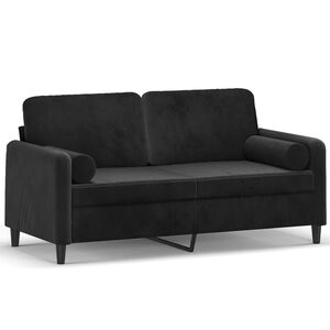 vidaXL Sof&aacute; de 2 plazas con cojines terciopelo negro 140 cm