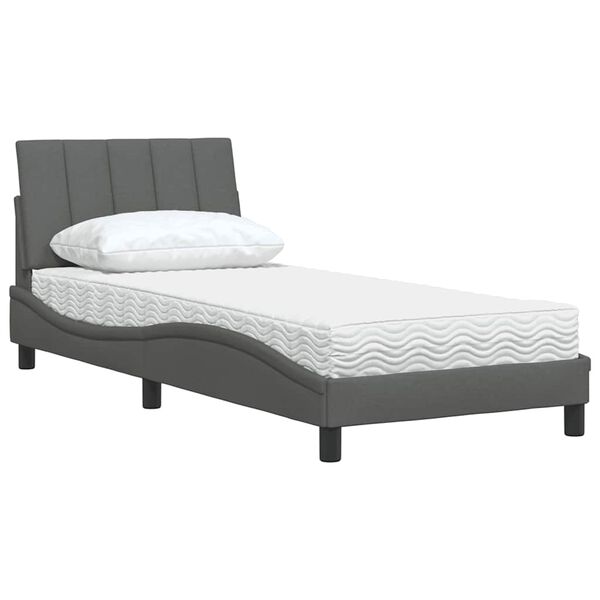 vidaXL Cama con colchón Hanko tela gris oscuro 80x200 cm