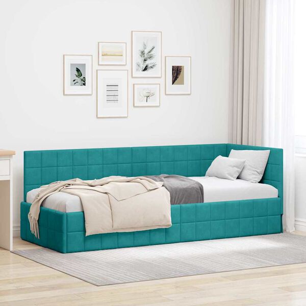 vidaXL Estructura de cama en esquina Tuquesa 80 cm x 200 cm Terciopelo