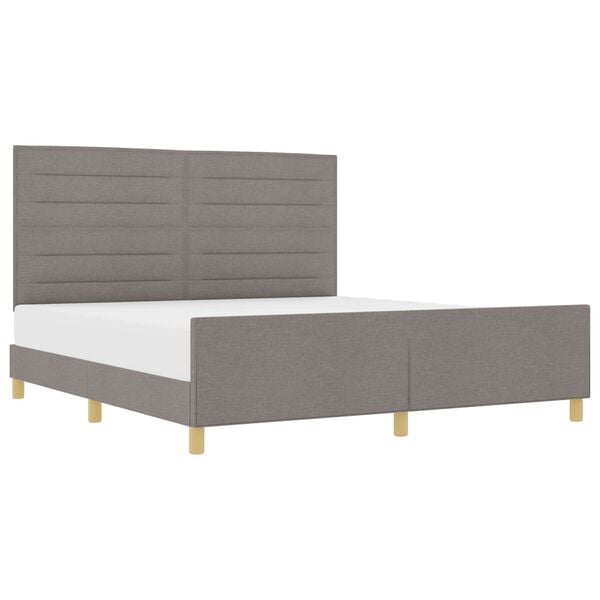 vidaXL Estructura de cama con cabecera Taup&eacute; 180 x 200 cm tela