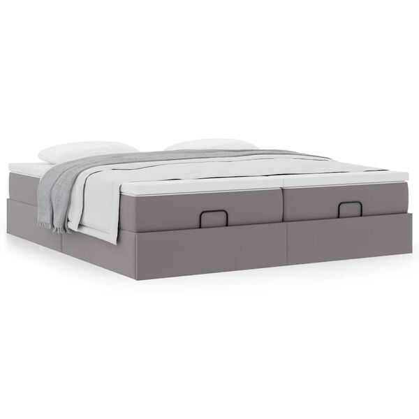 vidaXL Estructura de cama otomana con colchones cuero sint&eacute;tico gris