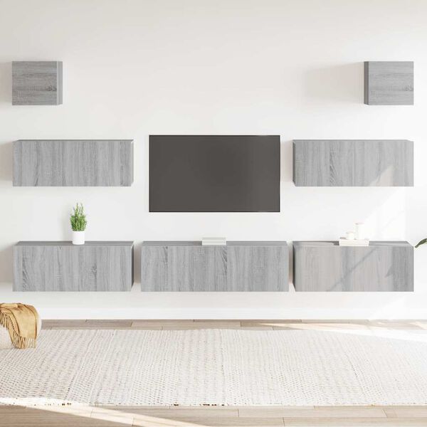 vidaXL Set de muebles para TV 7 pzas madera contrachapada gris Sonoma