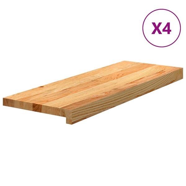 vidaXL Pelda&ntilde;os de escalera 4 uds madera maciza roble marr&oacute;n claro
