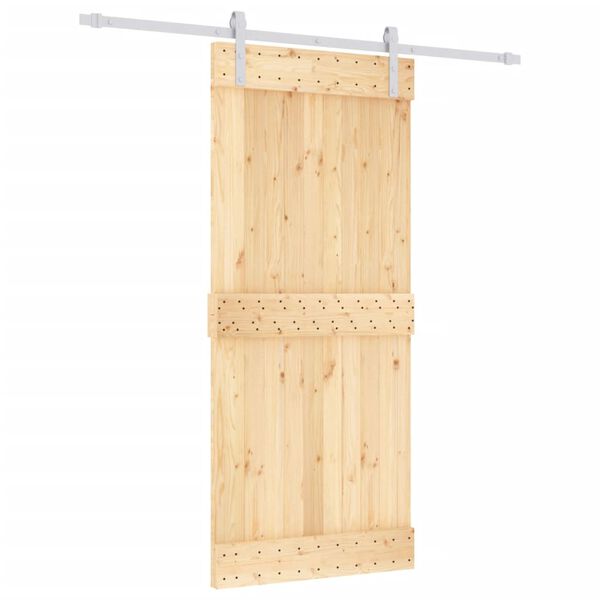 vidaXL Puerta corredera con herrajes madera maciza de pino 90x210 cm