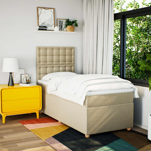 vidaXL Cama box spring con colch&oacute;n tela color crema 80x200 cm