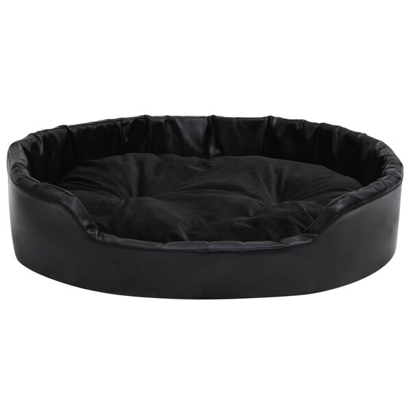vidaXL Cama para perros felpa y cuero sint&eacute;tico negra 90x79x20 cm