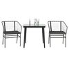 vidaXL Set comedor jard&iacute;n 3 pzas cojines rat&aacute;n sint&eacute;tico vidrio negro