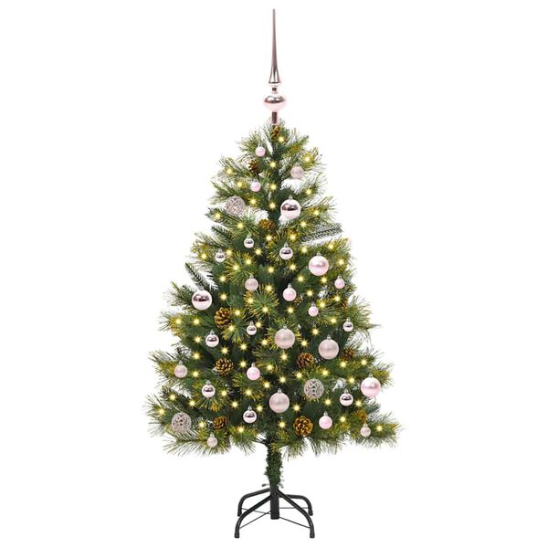 vidaXL &Aacute;rbol de Navidad artificial con ramas plegables y conos 150 cm