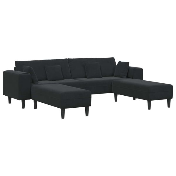 vidaXL Sof&aacute; 3 pcs Negro 250 x 188 x 76 cm Terciopelo
