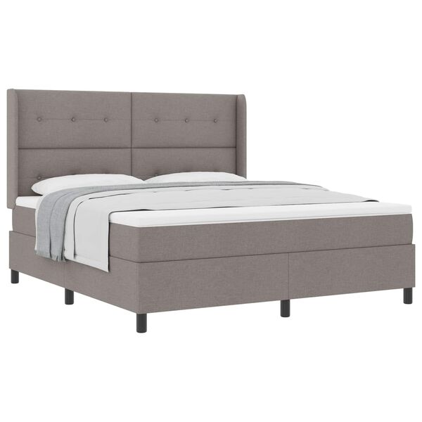 vidaXL Cama tipo Box Spring con colch&oacute;n Taup&eacute; 180 x 200 cm tela