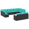 vidaXL Conjunto de sof&aacute; de jard&iacute;n de 13 piezas con cojines negro