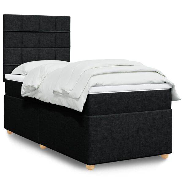 vidaXL Cama box spring con colch&oacute;n tela negro 100x200 cm