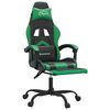 vidaXL Silla gaming con reposapi&eacute;s cuero sint&eacute;tico negro verde