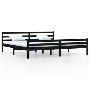 vidaXL Estructura de cama sin colch&oacute;n madera maciza negro 200x200 cm