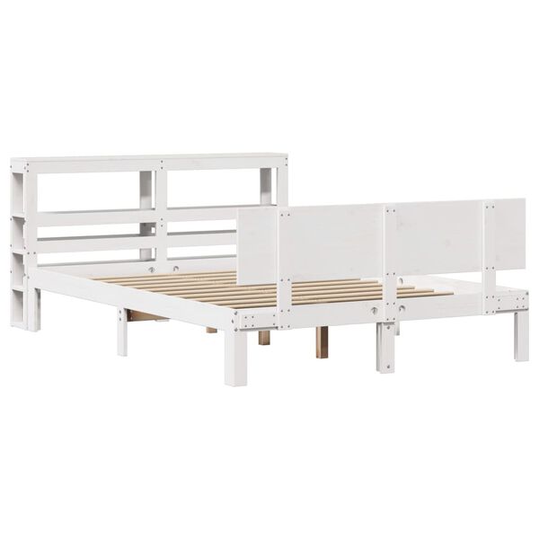 vidaXL Estructura de cama con cabecero madera pino blanco 120x190 cm