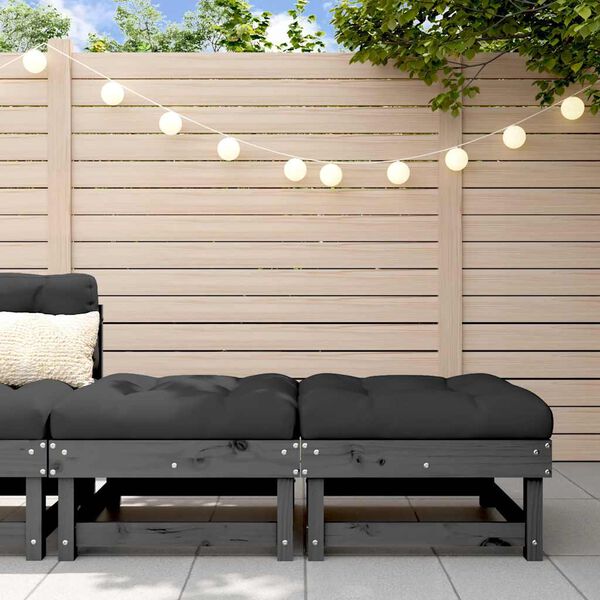 vidaXL Taburetes de jard&iacute;n con cojines 2 uds madera maciza pino gris