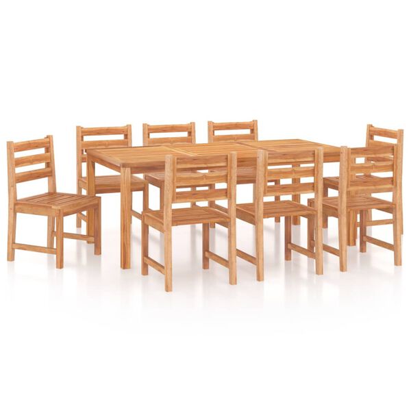vidaXL Juego de comedor para jard&iacute;n 9 piezas madera maciza de teca