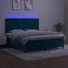 vidaXL Cama box spring colch&oacute;n y LED terciopelo azul oscuro 180x200 cm