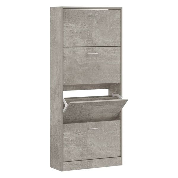 vidaXL Mueble zapatero madera contrachapada gris hormig&oacute;n 63x24x147 cm