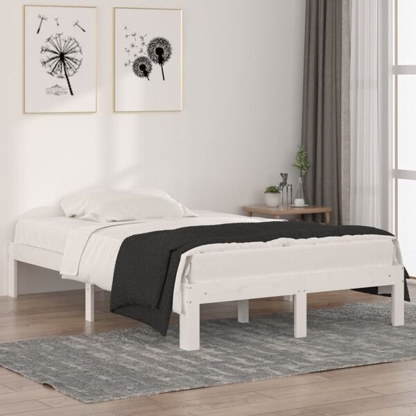 vidaXL Estructura de cama doble peque&ntilde;a sin colch&oacute;n blanco 120x190 cm