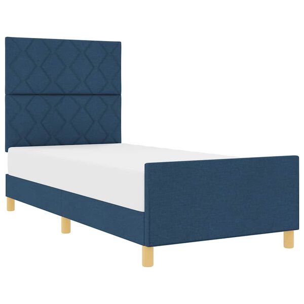vidaXL Estructura de cama con cabecera Azul 90 x 190 cm tela