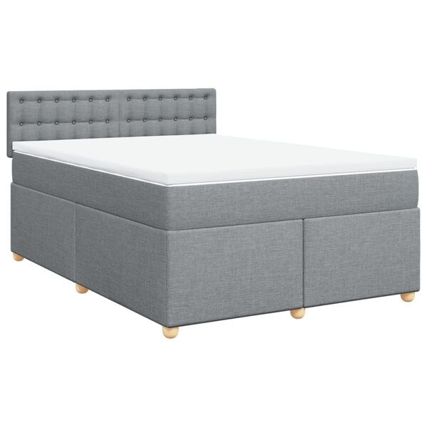 vidaXL Cama box spring con colch&oacute;n tela gris claro 140x200 cm