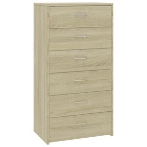 vidaXL Aparador 6 cajones contrachapada color roble Sonoma 50x34x96 cm