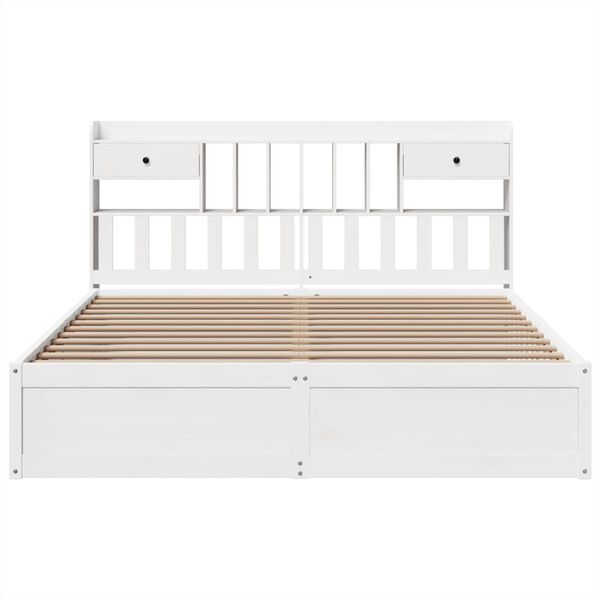 vidaXL Cama sin colch&oacute;n madera maciza de pino blanca 180x200 cm