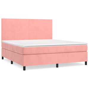 vidaXL Cama box spring con colch&oacute;n terciopelo rosa 180x200 cm