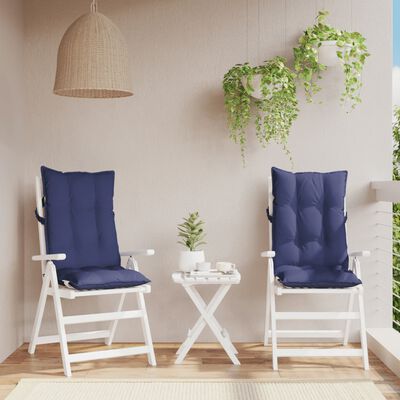 vidaXL Cojines para silla respaldo alto 2 uds tela Oxford azul marino