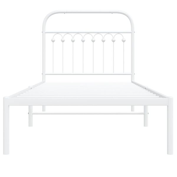 vidaXL Estructura cama sin colch&oacute;n con cabecero metal blanco 90x200 cm