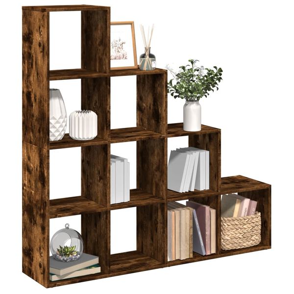 vidaXL Librer&iacute;a divisora 4 niveles roble ahumado 131,5x29x131,5 cm