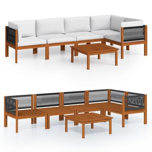 vidaXL Conjunto de jard&iacute;n de 6 piezas con cojines color crema 63x63 cm