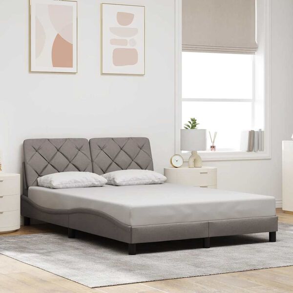 vidaXL Estructura de cama sin colch&oacute;n tela gris taupe 140x200 cm
