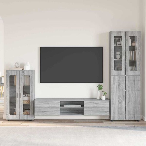 vidaXL Conjunto de mueble de TV Gris Sonoma Madera de ingenier&iacute;a