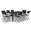 vidaXL Juego de comedor de jard&iacute;n 9 piezas gris y negro