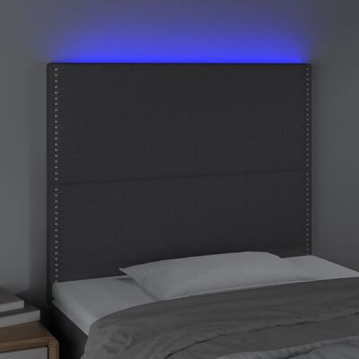 vidaXL Cabecero con luces LED tela gris oscuro 100x5x118/128 cm