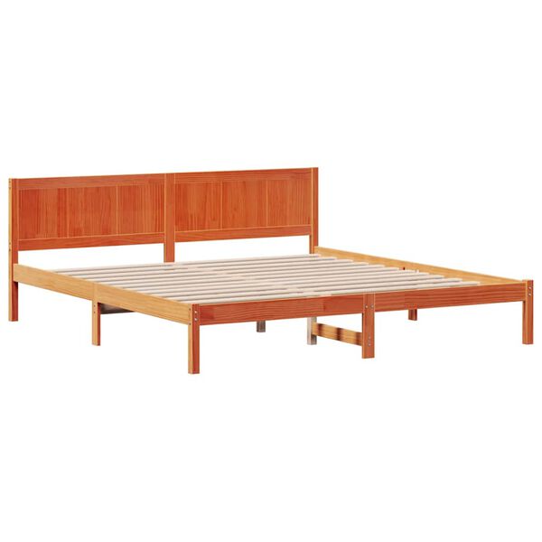 vidaXL Estructura de cama Marrón 200 x 200 cm Madera maciza de Pino