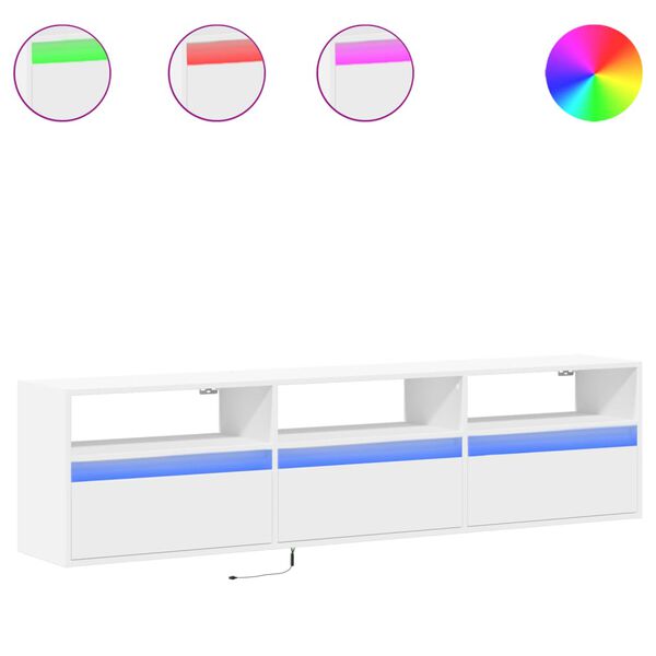 vidaXL Mueble de TV de pared con LED blanco 180x31x45 cm