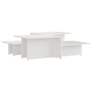 vidaXL Mesa de centro 2 pzas madera contrachapada blanco 111,5x50x33cm