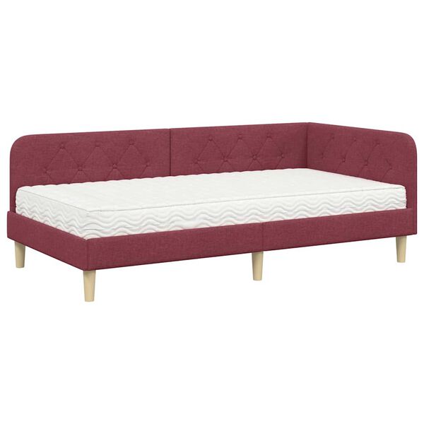 vidaXL Estructura de cama en esquina Rojo vino 90 x 200 cm tela