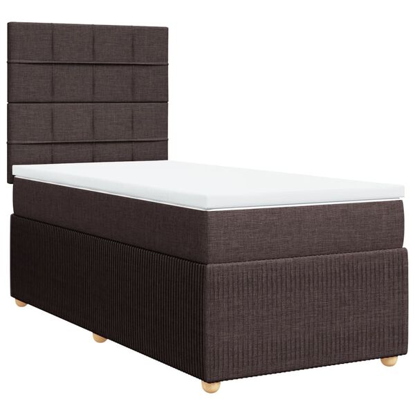 vidaXL Cama box spring con colch&oacute;n tela marr&oacute;n oscuro 100x200 cm