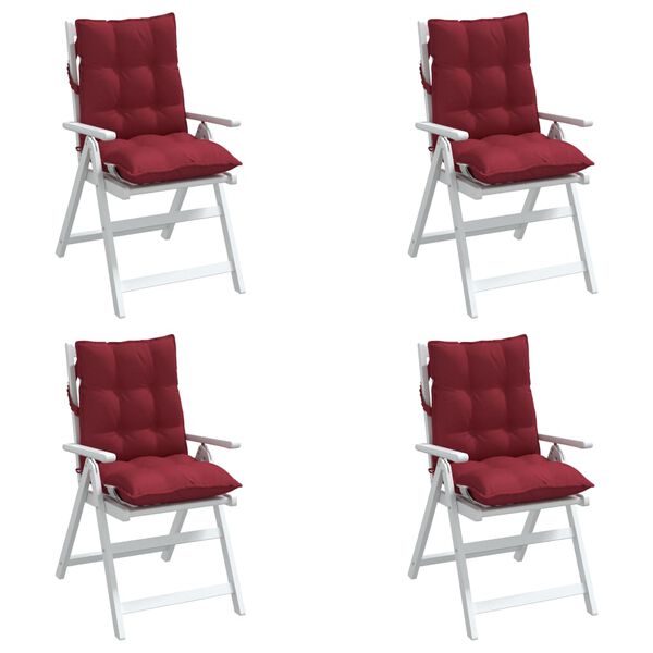 vidaXL Cojines para silla respaldo bajo 4 uds tela Oxford rojo tinto