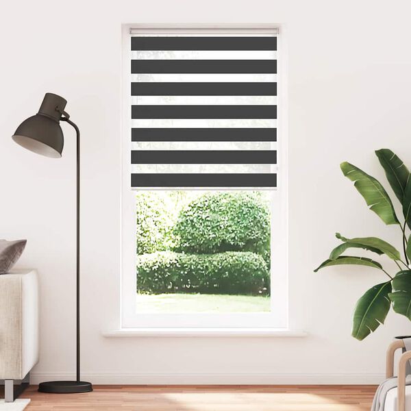vidaXL Estor cebra negro 100x230 cm tejido ancho 95,9 cm poli&eacute;ster