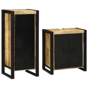 vidaXL Juego de muebles de ba&ntilde;o 2 pcs Marr&oacute;n Madera de mango s&oacute;lido