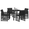 vidaXL Conjunto de Comedor de Jard&iacute;n 5 pcs Negro rat&aacute;n sint&eacute;tico