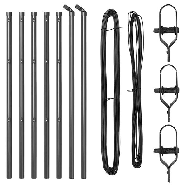vidaXL Poste de Valla 7 pcs Gris Acero