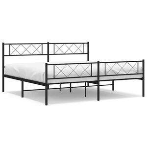 vidaXL Estructura cama sin colch&oacute;n con estribo metal negro 193x203 cm
